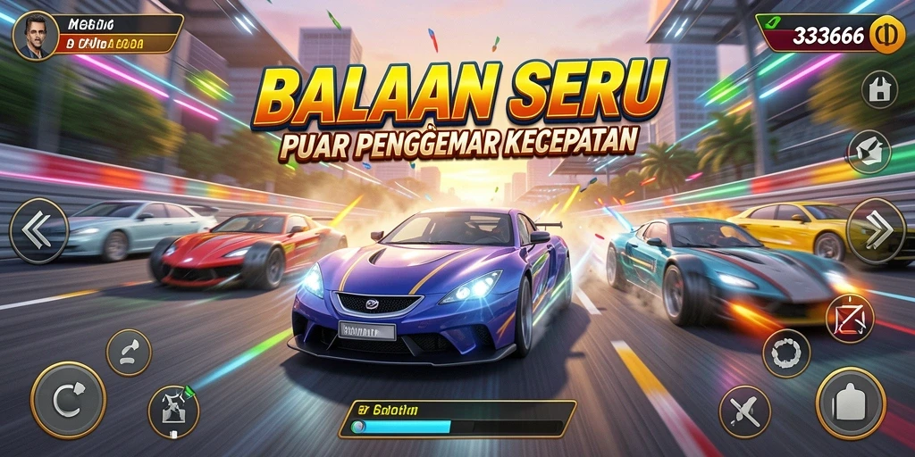 Screenshot menunjukkan aksi balap cepat di lintasan dengan visual menakjubkan.