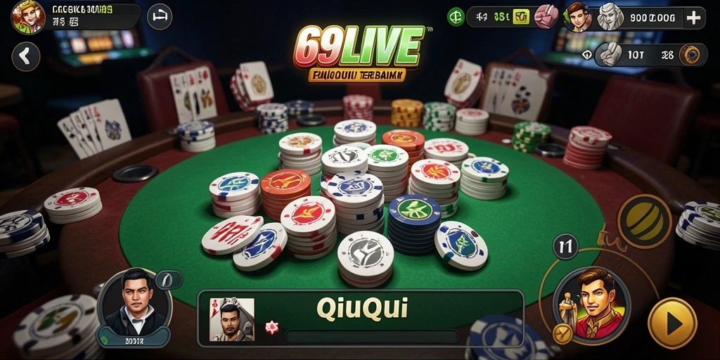 Tampilan gameplay seru dalam aplikasi QiuQiu 69LIVE.