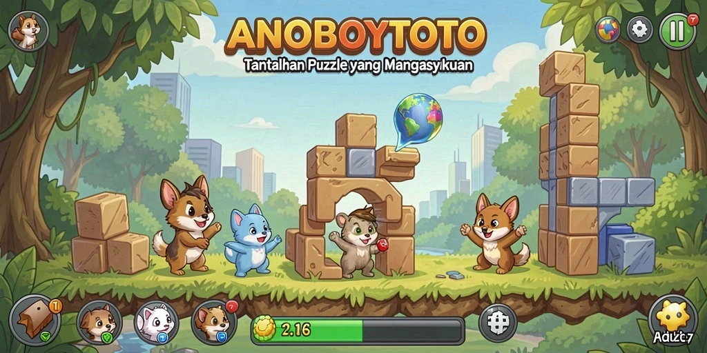 Tampilan gameplay seru ANOBOYTOTO dengan tantangan Puzzle.