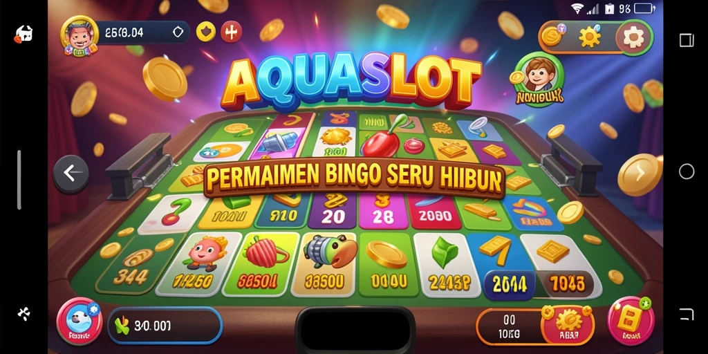 Screenshot gameplay AQUASLOT menampilkan keseruan Bingo yang seru.