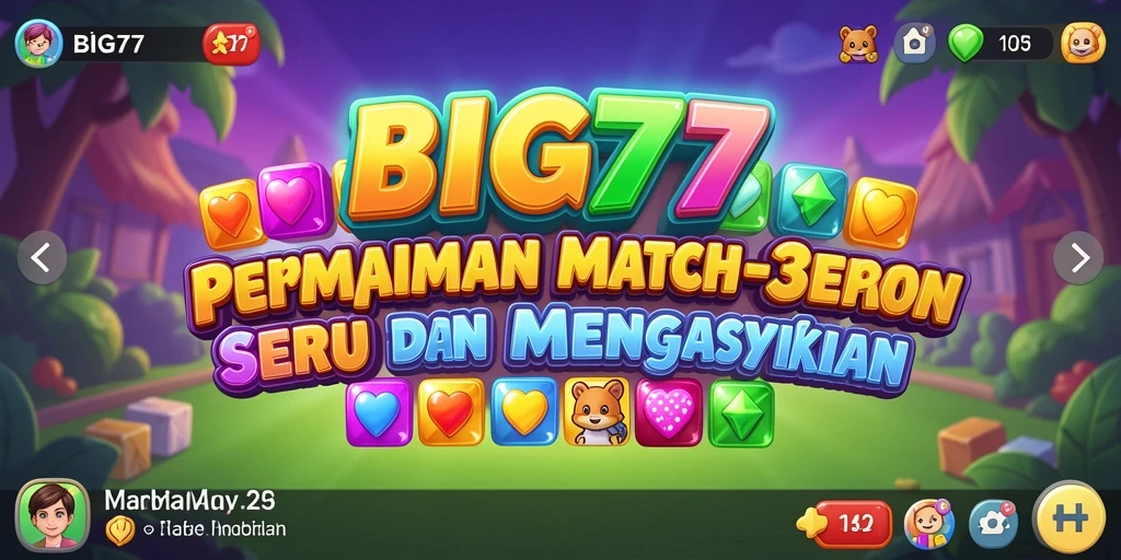 Screenshot utama BIG77 menampilkan momen seru permainan Match-3.