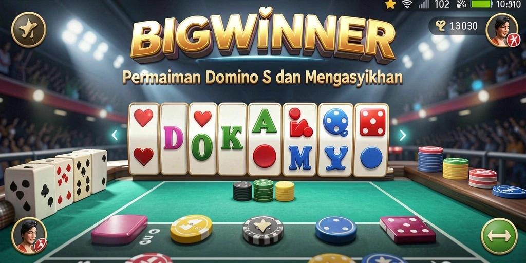Tampilan gameplay seru di aplikasi Domino BIGWINNER.
