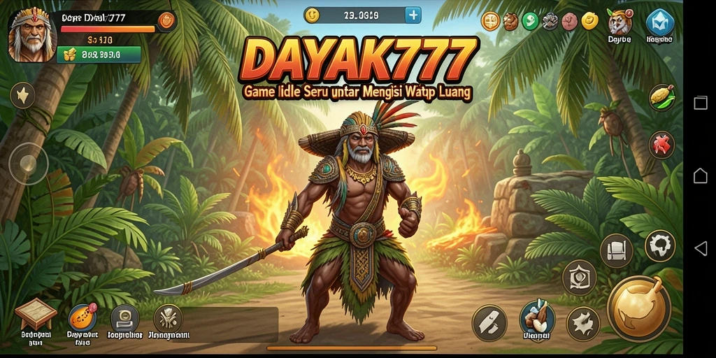 Screenshot gameplay <strong>DAYAK777</strong> menampilkan karakter menarik dan lingkungan yang penuh warna.