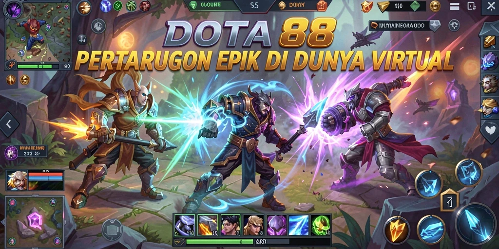 Screenshot gameplay DOTA88 menunjukkan aksi pertarungan yang mendebarkan.