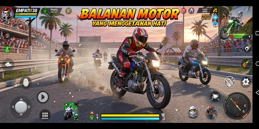 Screenshot gameplay balapan motor yang seru di EMPATI138.