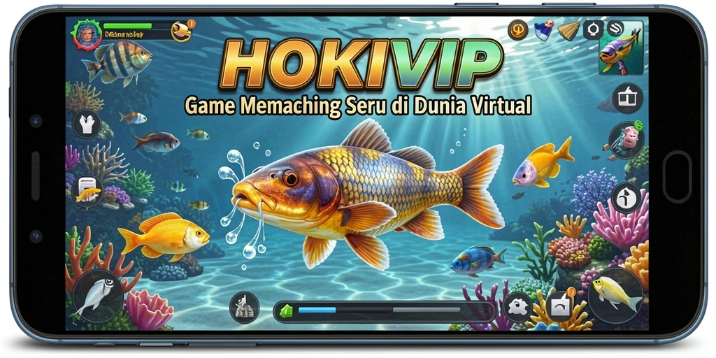 Tampilan gameplay <strong>HOKIVIP</strong> menampilkan pengalaman memancing yang realistis dan seru.