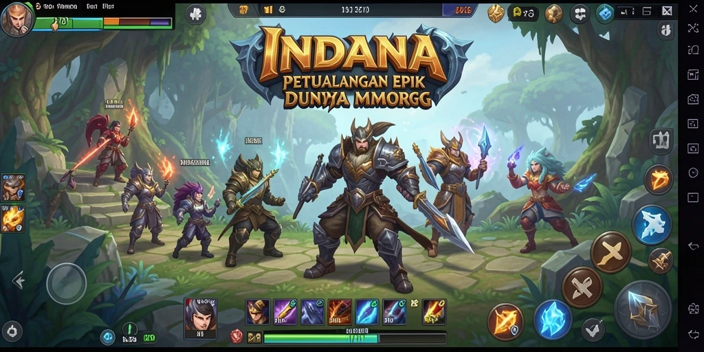 Tampilan gameplay <strong>INDAAA</strong> yang menampilkan aksi pertarungan epik di dalam dunia MMORPG.