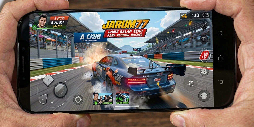 Tangkapan layar utama dari gameplay balap di JARUM77.