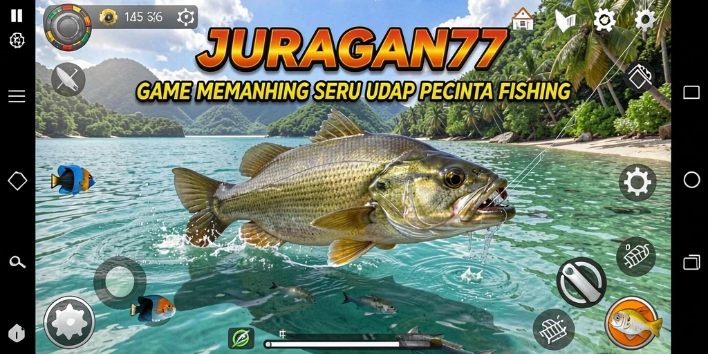 Gameplay JURAGAN77 yang seru saat memancing ikan di lokasi menarik.