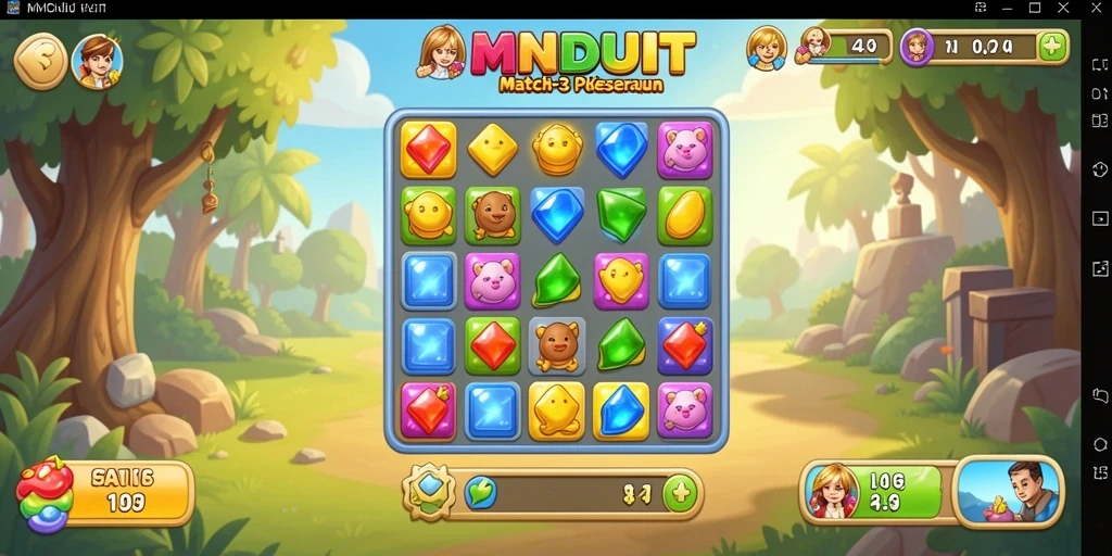 Tampilan gameplay seru dalam MNDUIT yang penuh warna.