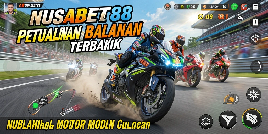 Tangkapan layar NUSABET88 menampilkan aksi balapan motor yang mendebarkan.