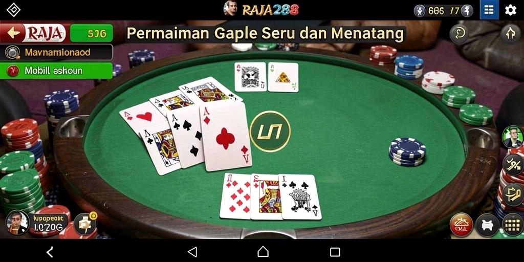 Tampilan gameplay seru dalam permainan Gaple RAJA288.