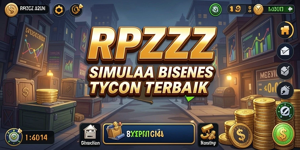 Screenshot RPZZZ menunjukkan gameplay seru dalam membangun kerajaan bisnis.