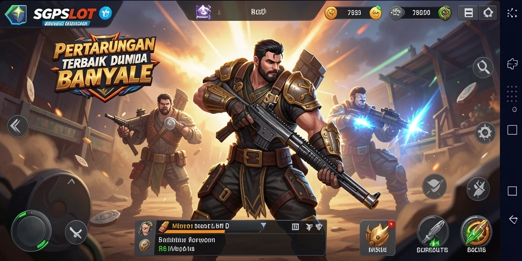 Screenshot SGPSLOT menampilkan aksi pertarungan intens dalam mode Battle Royale.