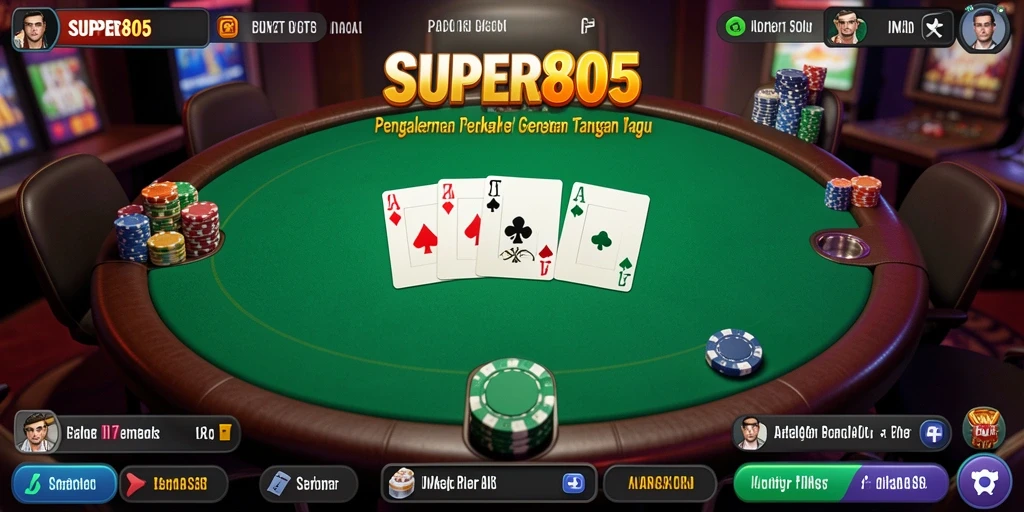 Tangkapan layar dari gameplay seru SUPER805 di meja poker.