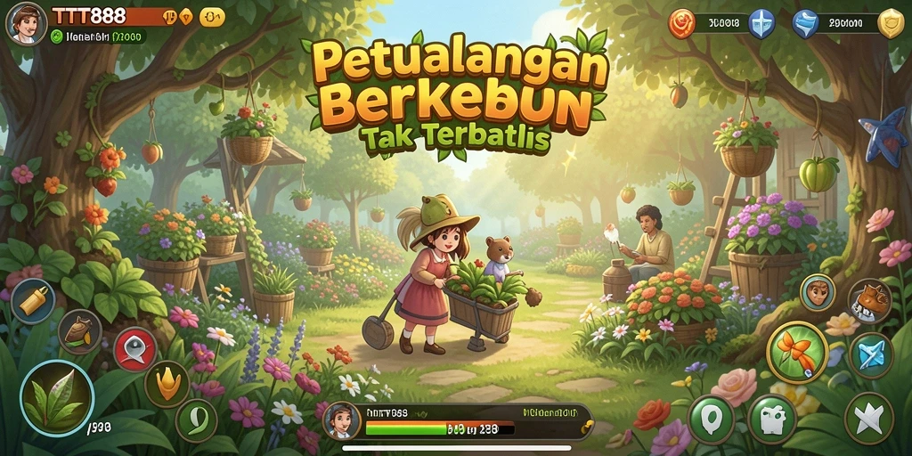 Screenshot gameplay TTT888 menunjukkan keindahan berkebun yang menawan.